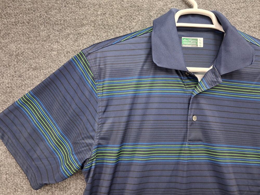 Ben Hogan Performance Polo Mens Large Blue Striped